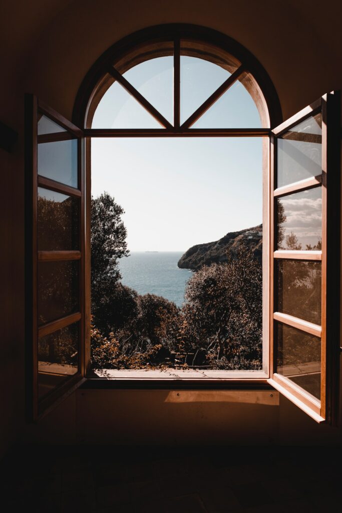 window overlooking the ocean