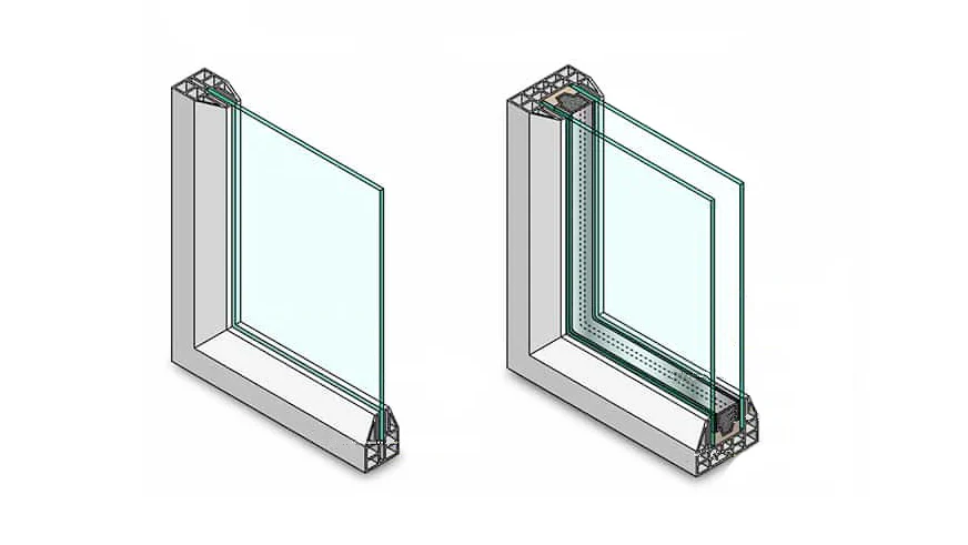 double pane glass vs single pane diagram