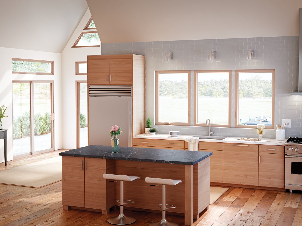 Tan vinyl windows on Utah home