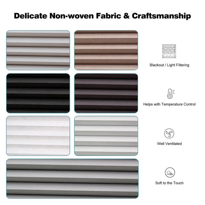 Custom No Drill 1 inch Blackout Cellular Shades Cordless - Image 9