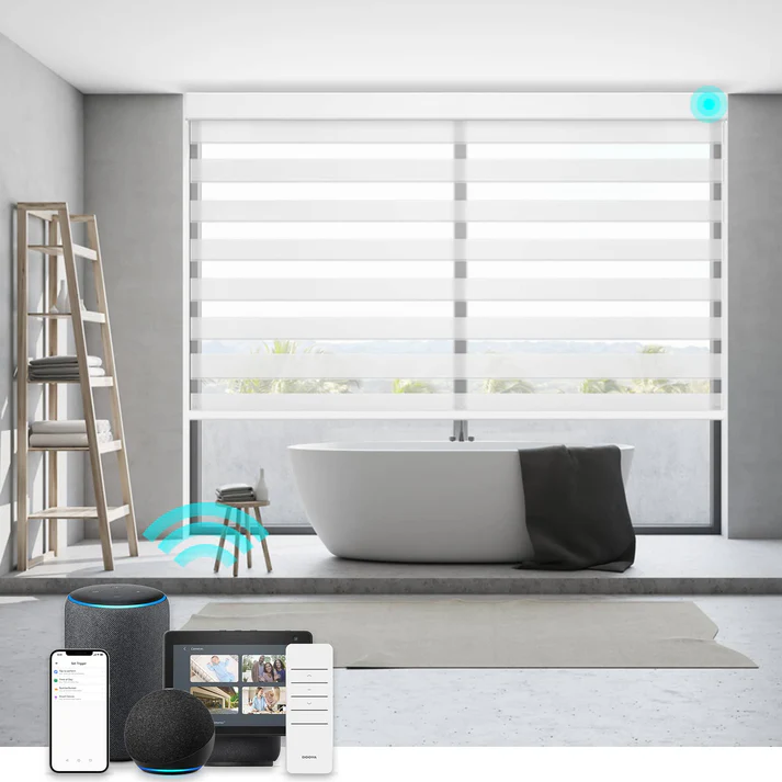 Smart Light Filtering Zebra Roller Blinds & Alexa IKEA SmartThings Motorized