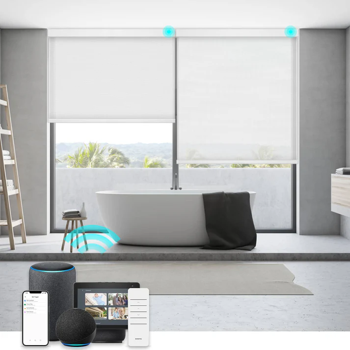Smart Light Filtering Roller Blinds & Alexa IKEA SmartThings Motorized - Image 3