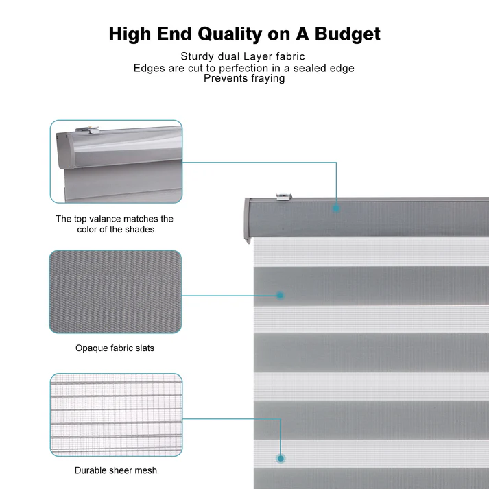 Custom Cordless Blackout Zebra Roller Shades - Image 5