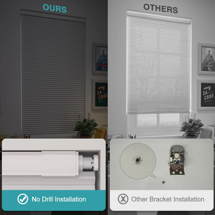 Custom No Drill No Tools Cordless Blackout 1.5 Inch Cellular Shadess - Image 4