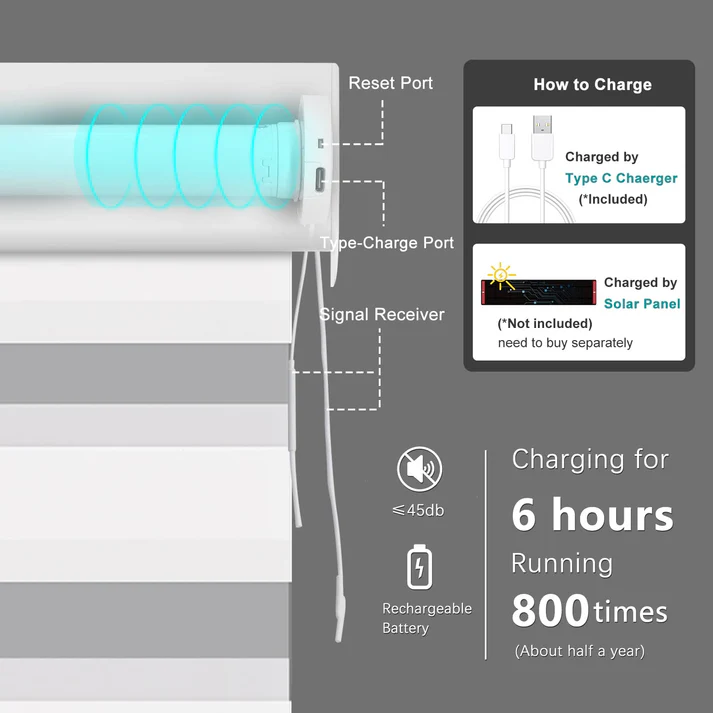 Smart Light Filtering Zebra Roller Blinds & Alexa IKEA SmartThings Motorized - Image 11